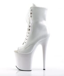 Pleaser Direct Flamingo 1021 White Patent Peep Toe Ankle Boots 7 Pleaser Direct Flamingo 1021 White Patent Peep Toe Ankle Boots