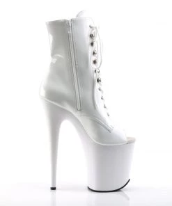 Pleaser Direct Flamingo 1021 White Patent Peep Toe Ankle Boots 9 Pleaser Direct Flamingo 1021 White Patent Peep Toe Ankle Boots