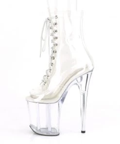Pleaser Direct Flamingo 1021C Clear Peep Toe Ankle Boots