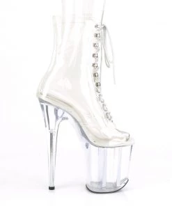 Pleaser Direct Flamingo 1021C Clear Peep Toe Ankle Boots