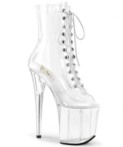 Pleaser Direct Flamingo 1021C Clear Peep Toe Ankle Boots