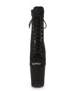 Pleaser Direct Flamingo 1021FS Black Faux Suede Peep Toe Boots Larger Size Shoes