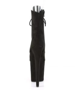 Pleaser Direct Flamingo 1021FS Black Faux Suede Peep Toe Boots Larger Size Shoes