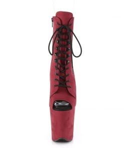 Pleaser Direct Flamingo 1021FS Burgundy Faux Suede Peep Toe Boots Larger Size Shoes
