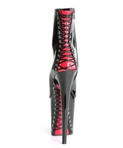 Pleaser Direct Flamingo 1025 Black And Red Corset Ankle Boots