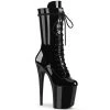 Pleaser Direct Flamingo 1050 Black Patent Leather Mid-Calf Boots