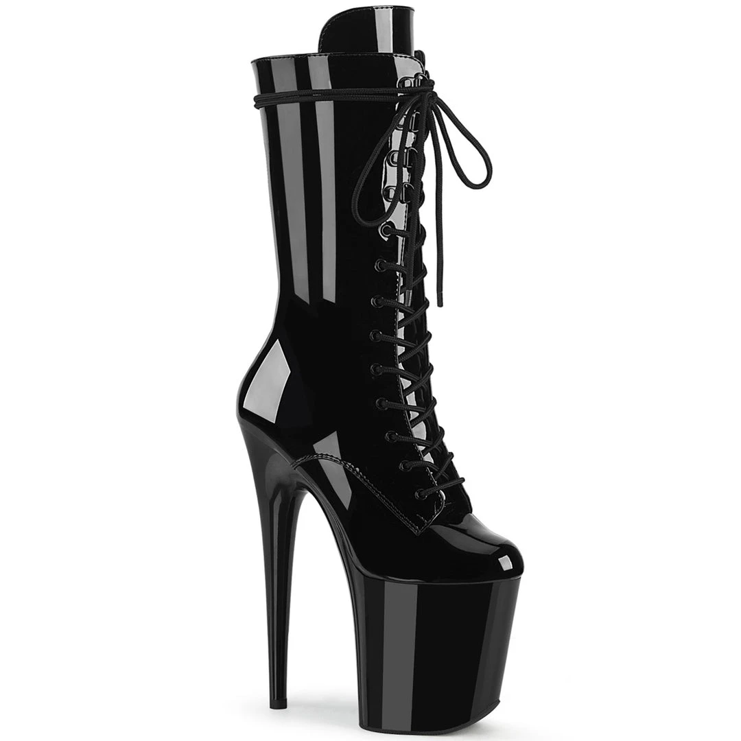 Pleaser Direct Flamingo 1050 Black Patent Leather Mid-Calf Boots 1 Pleaser Direct Flamingo 1050 Black Patent Leather Mid-Calf Boots