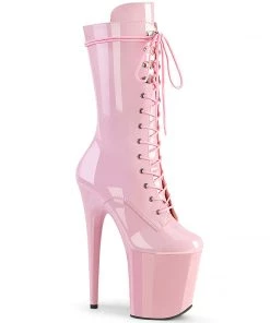 Pleaser Direct Flamingo 1050 Pink Patent Leather Mid-Calf Boots Larger Size Shoes