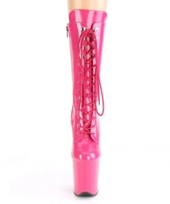 Pleaser Direct Flamingo 1050 Hot Pink Patent Leather Mid-Calf Boots Larger Size Shoes