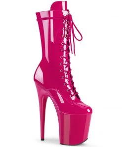 Pleaser Direct Flamingo 1050 Hot Pink Patent Leather Mid-Calf Boots Larger Size Shoes