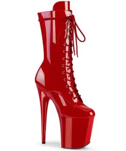 Pleaser Direct Flamingo 1050 Red Patent Mid-Calf Boots Larger Size Shoes