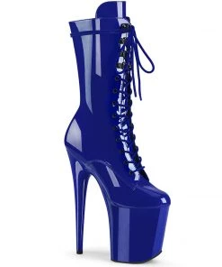 Pleaser Direct Flamingo 1020 Royal Blue Patent Mid-Calf Boots
