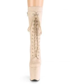 Pleaser Direct Flamingo 1050FS Nude Faux Suede Mid-Calf Boots