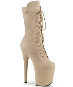 Pleaser Direct Flamingo 1050FS Nude Faux Suede Mid-Calf Boots