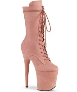 Pleaser Direct Flamingo 1050FS Baby Pink Faux Suede Mid-Calf Boots