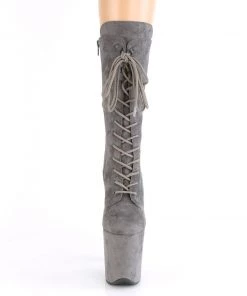 Pleaser Direct Flamingo 1050FS Grey Faux Suede Mid-Calf Boots