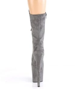 Pleaser Direct Flamingo 1050FS Grey Faux Suede Mid-Calf Boots