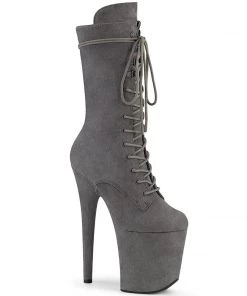 Pleaser Direct Flamingo 1050FS Grey Faux Suede Mid-Calf Boots