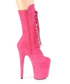 Pleaser Direct Larger Size Shoes Flamingo 1050FS Hot Pink Faux Suede Mid-Calf Boots