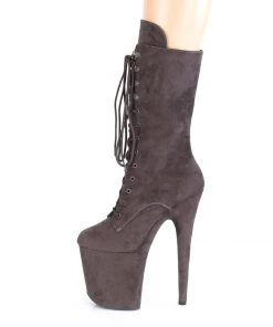 Pleaser Direct Flamingo 1050FS Midnight Grey Faux Suede Mid-Calf Boots Larger Size Shoes