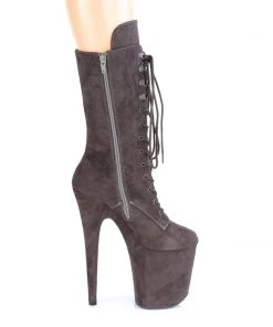 Pleaser Direct Flamingo 1050FS Midnight Grey Faux Suede Mid-Calf Boots Larger Size Shoes