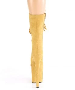 Pleaser Direct Flamingo 1050FS Mustard Faux Suede Mid-Calf Boots
