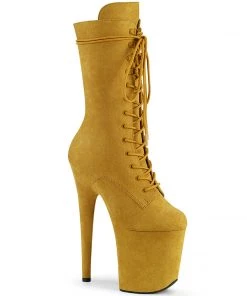Pleaser Direct Flamingo 1050FS Mustard Faux Suede Mid-Calf Boots
