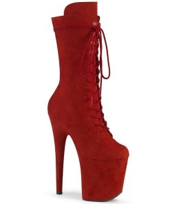 Pleaser Direct Flamingo 1050FS Red Faux Suede Mid-Calf Boots