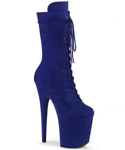 Pleaser Direct Flamingo 1050FS Royal Blue Faux Suede Mid-Calf Boots