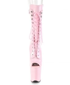 Pleaser Direct Flamingo 1051 Baby Pink Peep Toe Mid Calf Boots