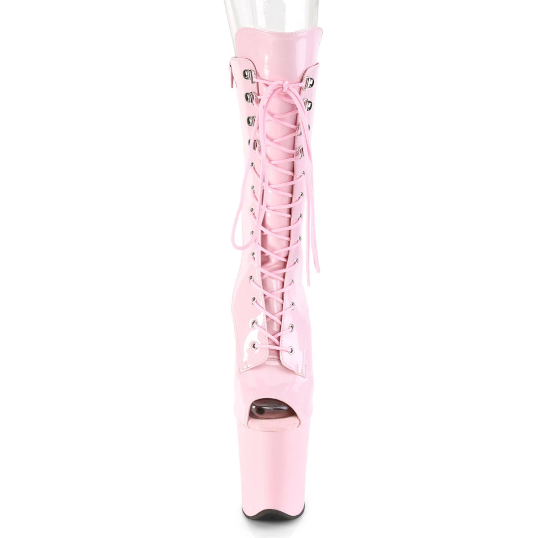 Pleaser Direct Flamingo 1051 Baby Pink Peep Toe Mid Calf Boots 2 Pleaser Direct Flamingo 1051 Baby Pink Peep Toe Mid Calf Boots