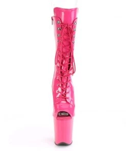 Pleaser Direct Larger Size Shoes Flamingo 1051 Pink Peep Toe Mid Calf Boots