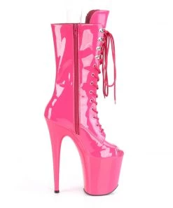 Pleaser Direct Larger Size Shoes Flamingo 1051 Pink Peep Toe Mid Calf Boots