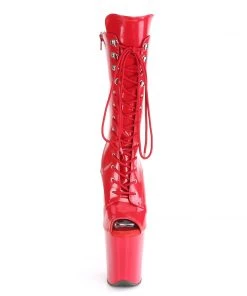 Pleaser Direct Larger Size Shoes Flamingo 1051 Red Peep Toe Mid Calf Boots