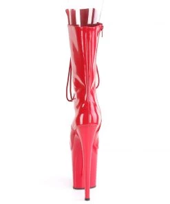 Pleaser Direct Larger Size Shoes Flamingo 1051 Red Peep Toe Mid Calf Boots