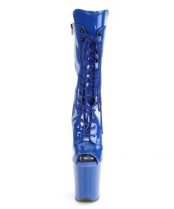 Pleaser Direct Flamingo 1051 Blue Peep Toe Mid Calf Boots
