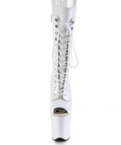 Pleaser Direct Flamingo 1051 White Peep Toe Mid Calf Boots Larger Size Shoes