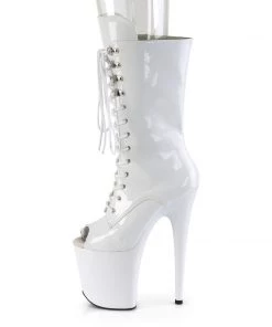 Pleaser Direct Flamingo 1051 White Peep Toe Mid Calf Boots Larger Size Shoes 7 Pleaser Direct Flamingo 1051 White Peep Toe Mid Calf Boots Larger Size Shoes