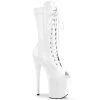 Pleaser Direct Flamingo 1051 White Peep Toe Mid Calf Boots Larger Size Shoes