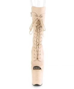 Pleaser Direct Flamingo 1051FS Beige Faux Suede Mid-Calf Boots Larger Size Shoes