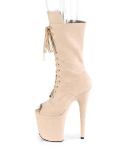 Pleaser Direct Flamingo 1051FS Beige Faux Suede Mid-Calf Boots Larger Size Shoes