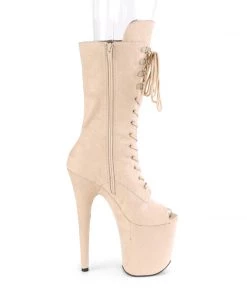 Pleaser Direct Flamingo 1051FS Beige Faux Suede Mid-Calf Boots Larger Size Shoes