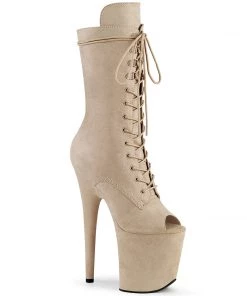 Pleaser Direct Flamingo 1051FS Beige Faux Suede Mid-Calf Boots Larger Size Shoes