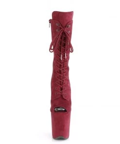 Pleaser Direct Larger Size Shoes Flamingo 1051FS Burgundy Faux Suede Mid-Calf Boots