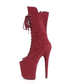 Pleaser Direct Larger Size Shoes Flamingo 1051FS Burgundy Faux Suede Mid-Calf Boots