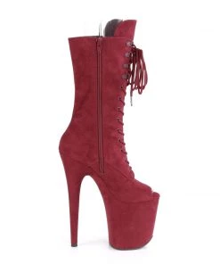 Pleaser Direct Larger Size Shoes Flamingo 1051FS Burgundy Faux Suede Mid-Calf Boots