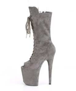 Pleaser Direct Flamingo 1051FS Grey Faux Suede Mid-Calf Boots Larger Size Shoes