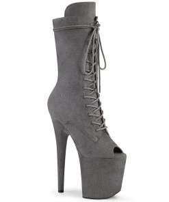 Pleaser Direct Flamingo 1051FS Grey Faux Suede Mid-Calf Boots Larger Size Shoes