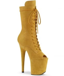 Pleaser Direct Larger Size Shoes Flamingo 1051FS Yellow Faux Suede Mid-Calf Boots