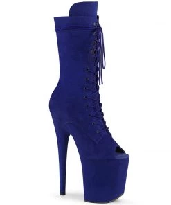 Pleaser Direct Flamingo 1051FS Blue Faux Suede Mid-Calf Boots